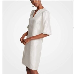 NWT Ann Taylor White Gold Shimmer Dress 2